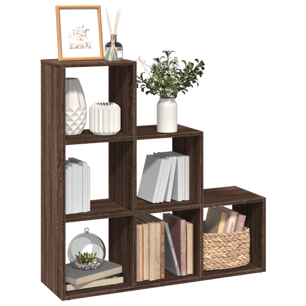 Room Divider Bookcase 3 Tiers Brown Oak Look 99x29x99 cm