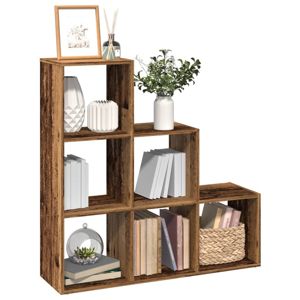 Room Divider Bookcase 3 Tiers Old Wood Look 99x29x99 cm