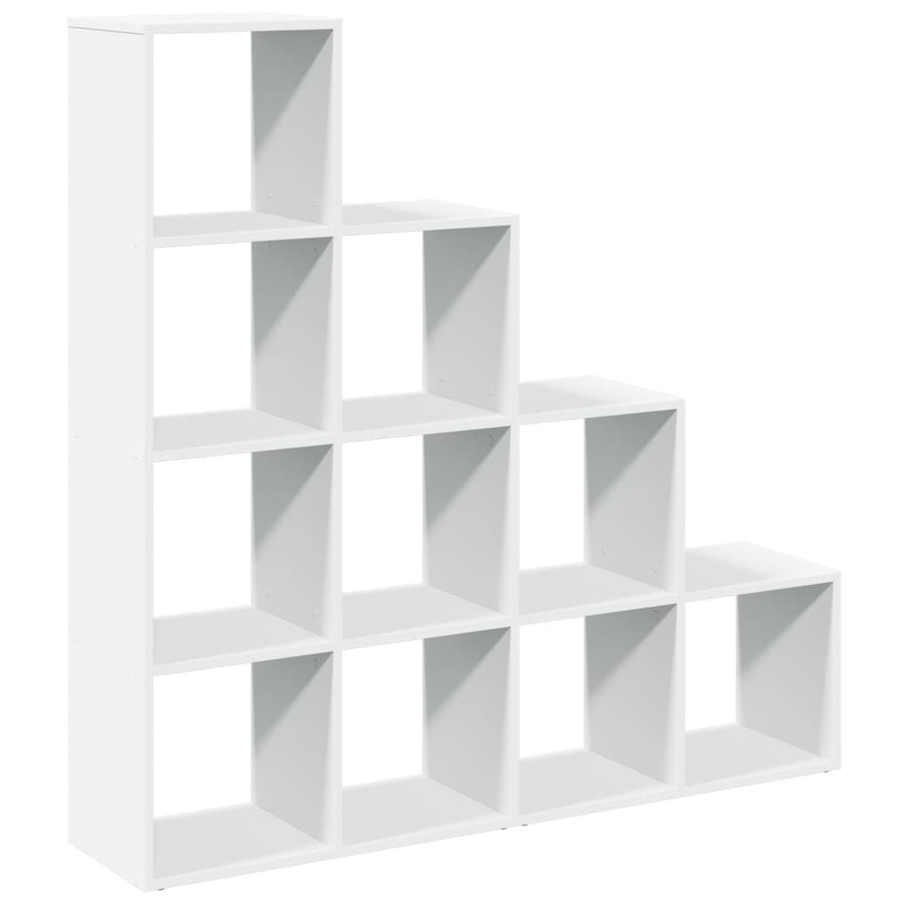 Room Divider Bookcase 4 Levels White 131.5x29x131.5 cm