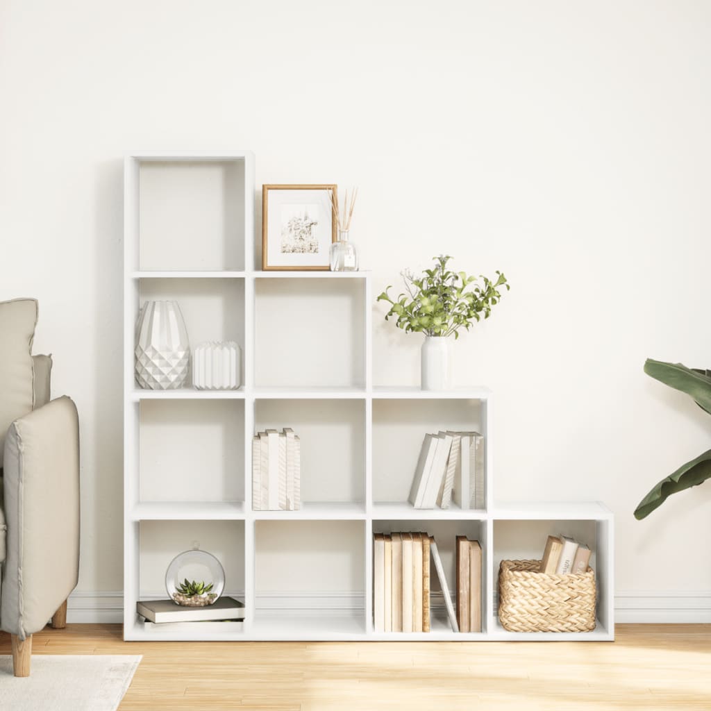 Room Divider Bookcase 4 Levels White 131.5x29x131.5 cm