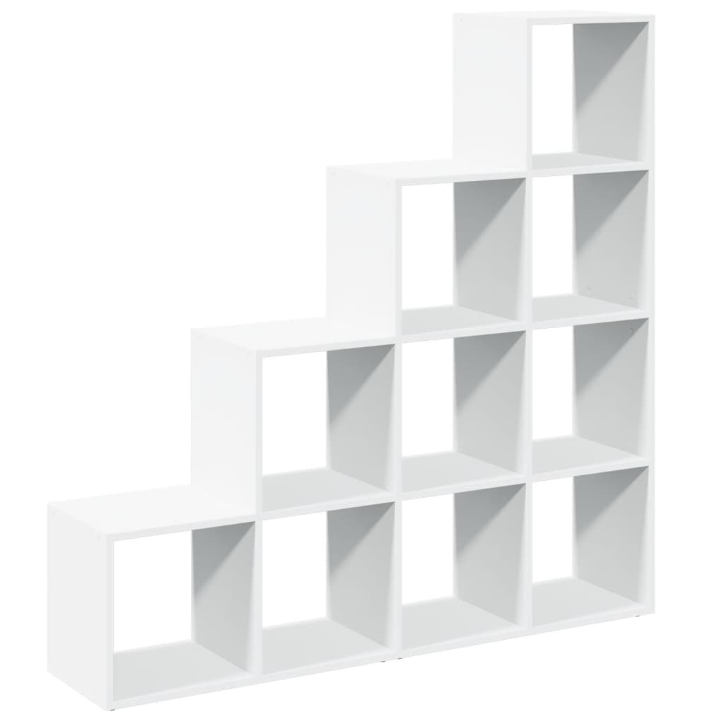 Room Divider Bookcase 4 Levels White 131.5x29x131.5 cm