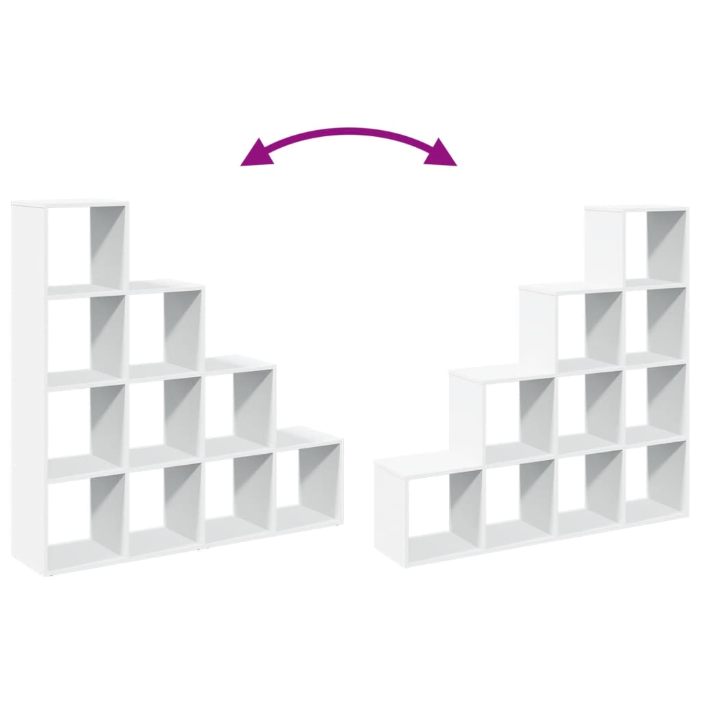 Room Divider Bookcase 4 Levels White 131.5x29x131.5 cm