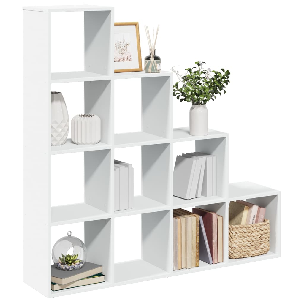 Room Divider Bookcase 4 Levels White 131.5x29x131.5 cm