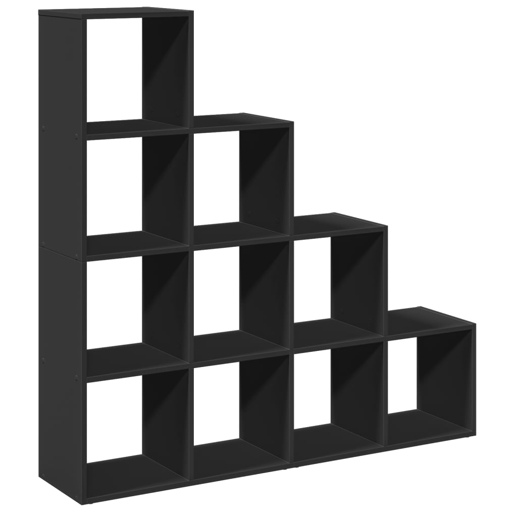 Room Divider Bookcase 4 Levels Black 131.5x29x131.5 cm