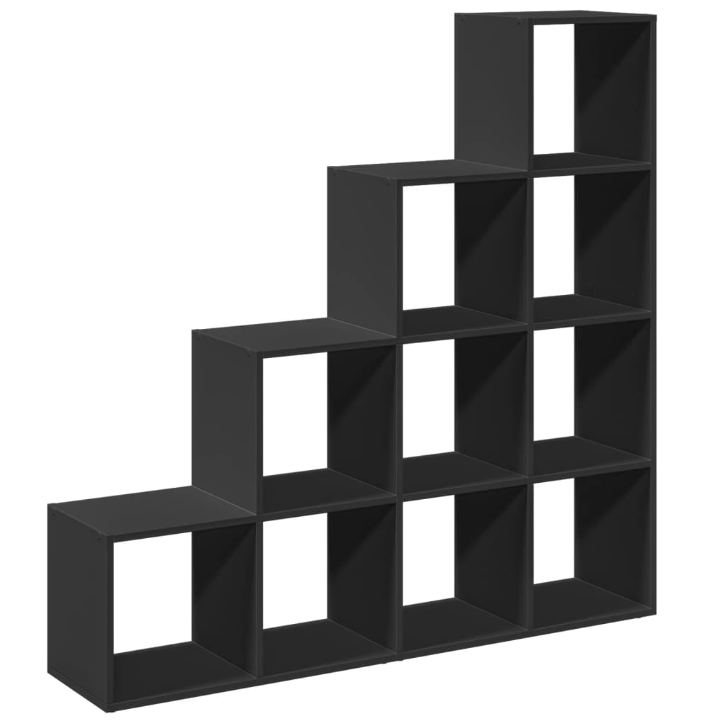 Room Divider Bookcase 4 Levels Black 131.5x29x131.5 cm