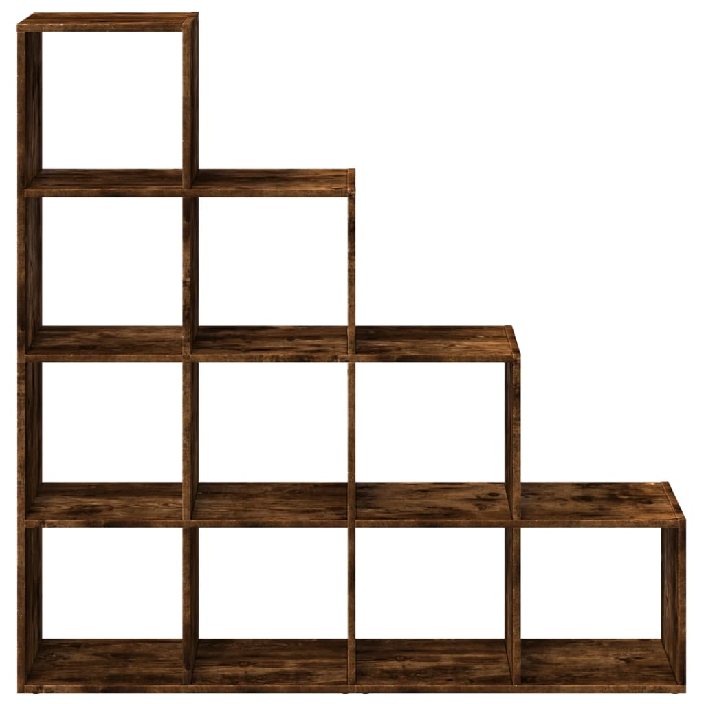 Room Divider Bookcase 4 Levels Smoked Oak 131.5x29x131.5 cm