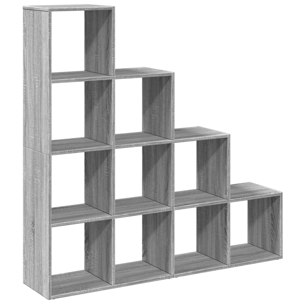 Room Divider Bookcase 4 Levels Gray Sonoma 131.5x29x131.5 cm