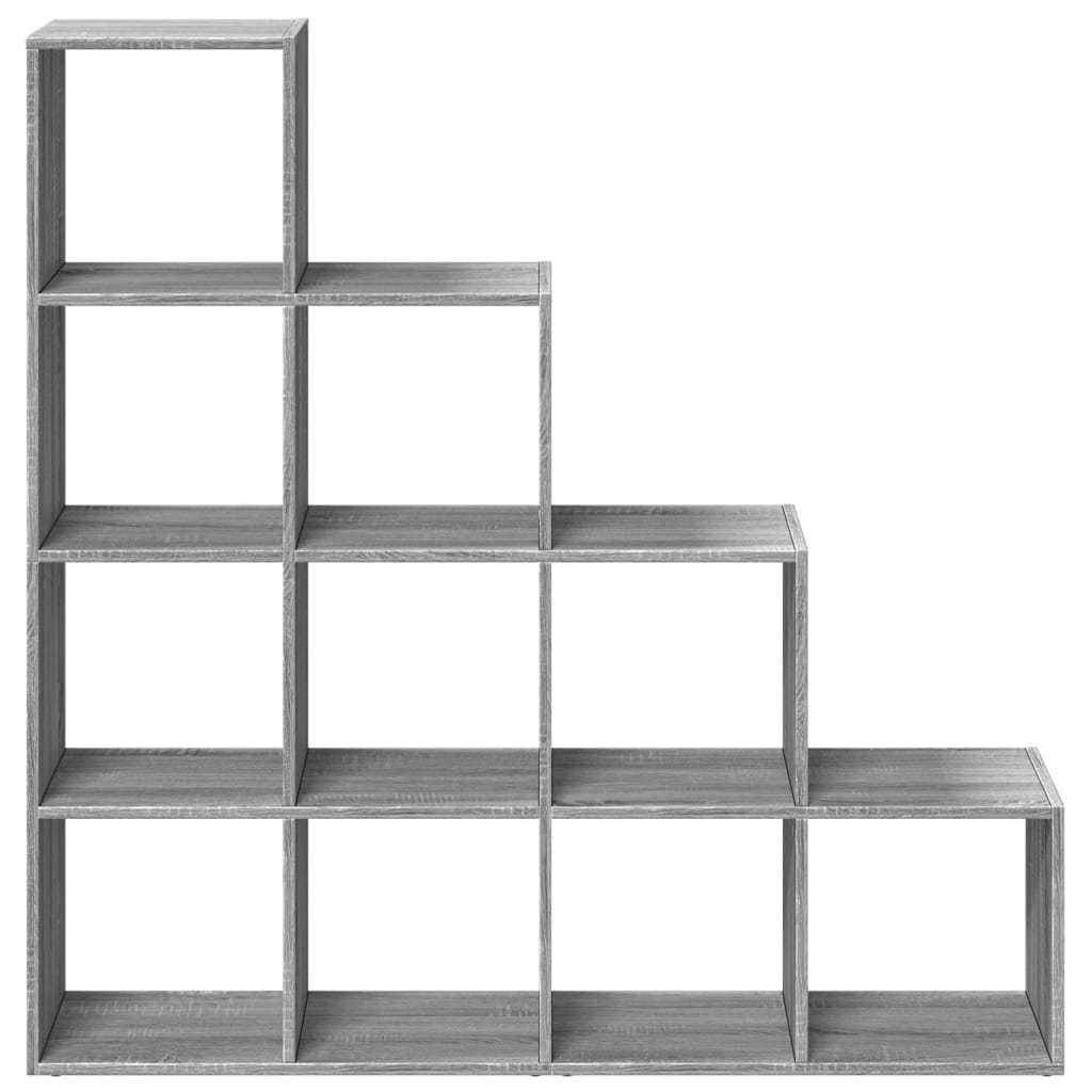 Room Divider Bookcase 4 Levels Gray Sonoma 131.5x29x131.5 cm