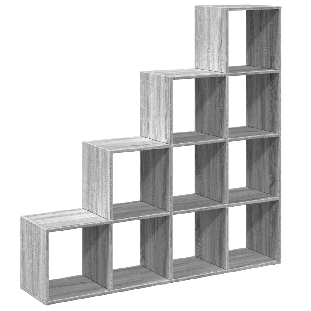 Room Divider Bookcase 4 Levels Gray Sonoma 131.5x29x131.5 cm