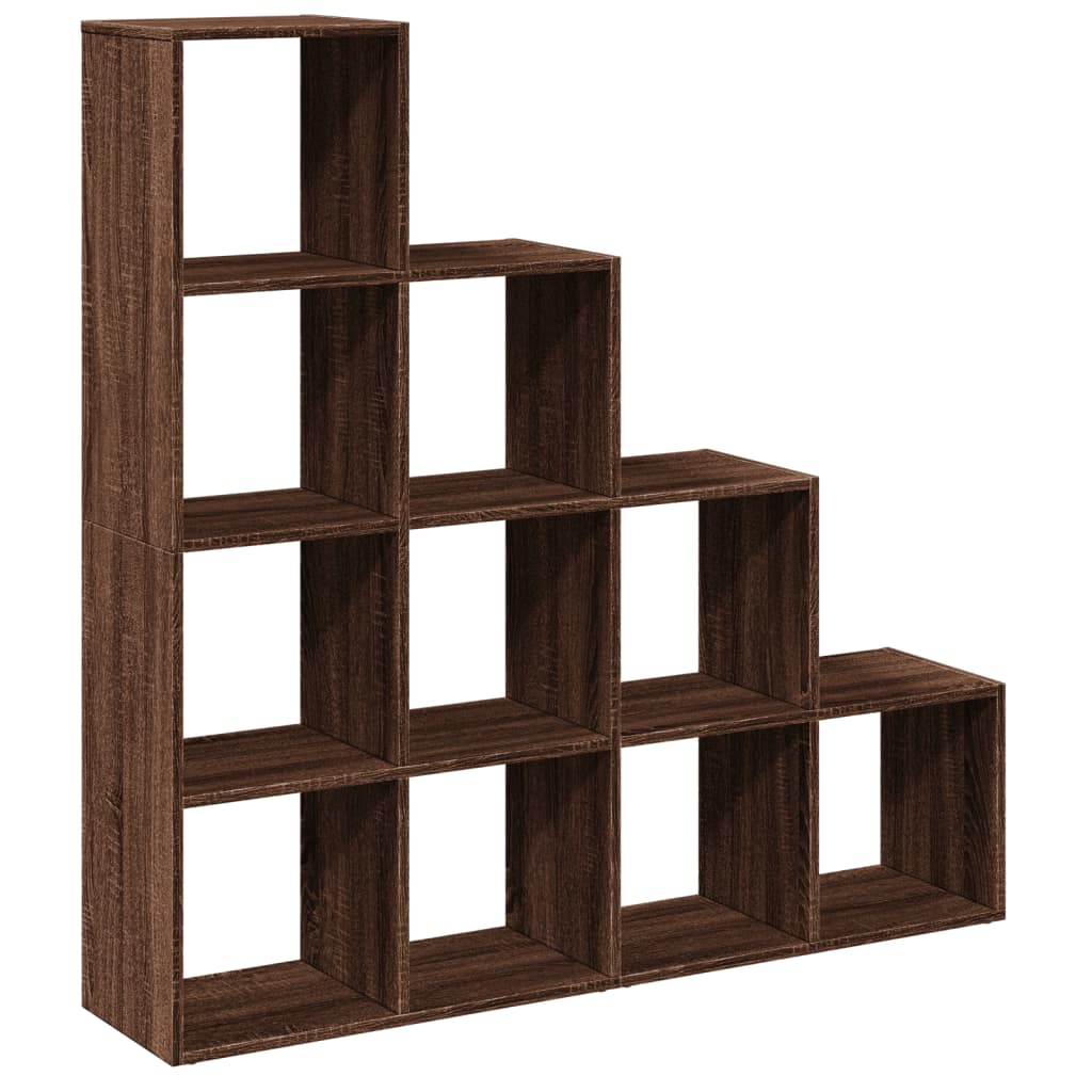 Room Divider Bookcase 4 Levels Brown Oak 131.5x29x131.5 cm