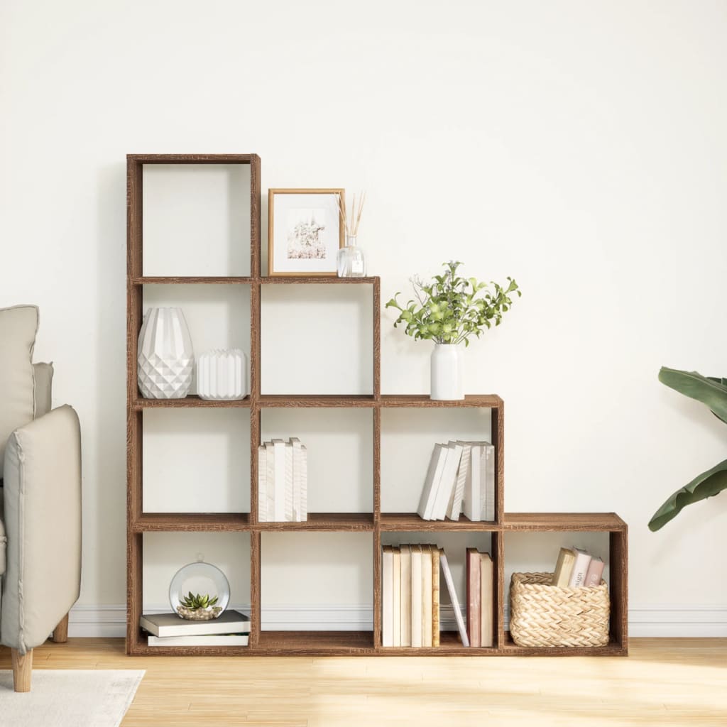 Room Divider Bookcase 4 Levels Brown Oak 131.5x29x131.5 cm