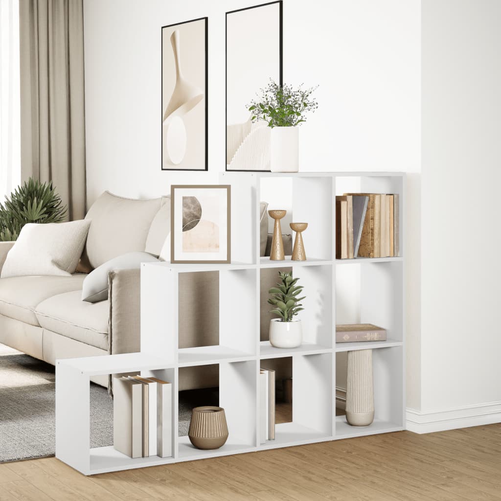 Room Divider Bookcase 3 Levels White 137.5x29x103.5 cm