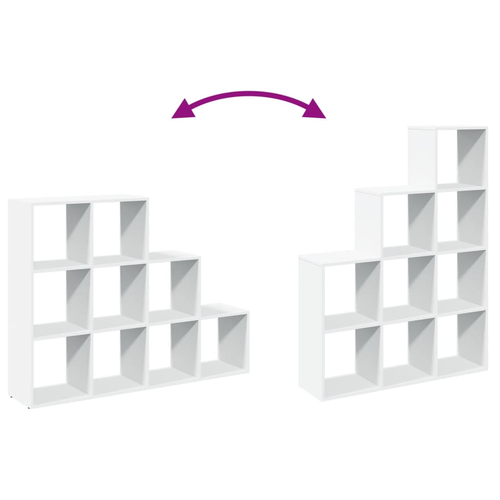 Room Divider Bookcase 3 Levels White 137.5x29x103.5 cm