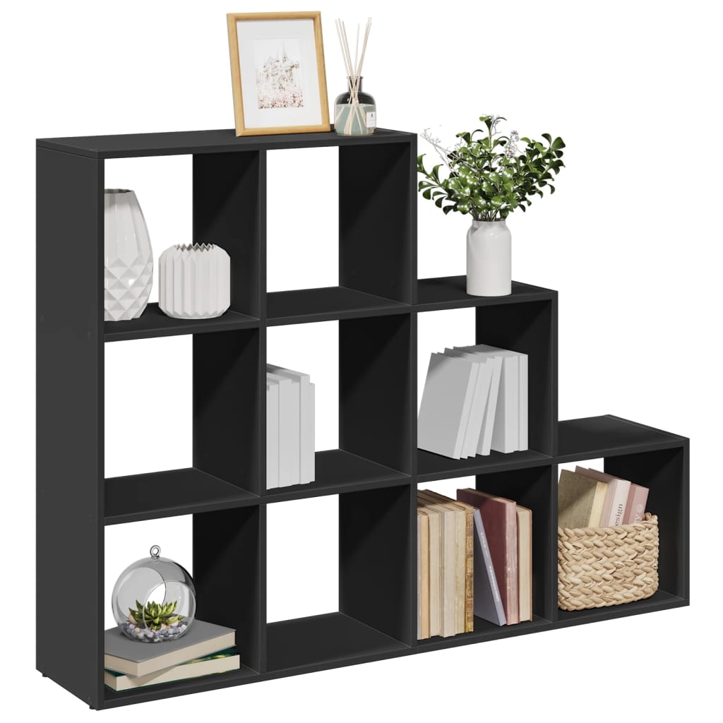 Room Divider Bookcase 3 Levels Black 137.5x29x103.5 cm