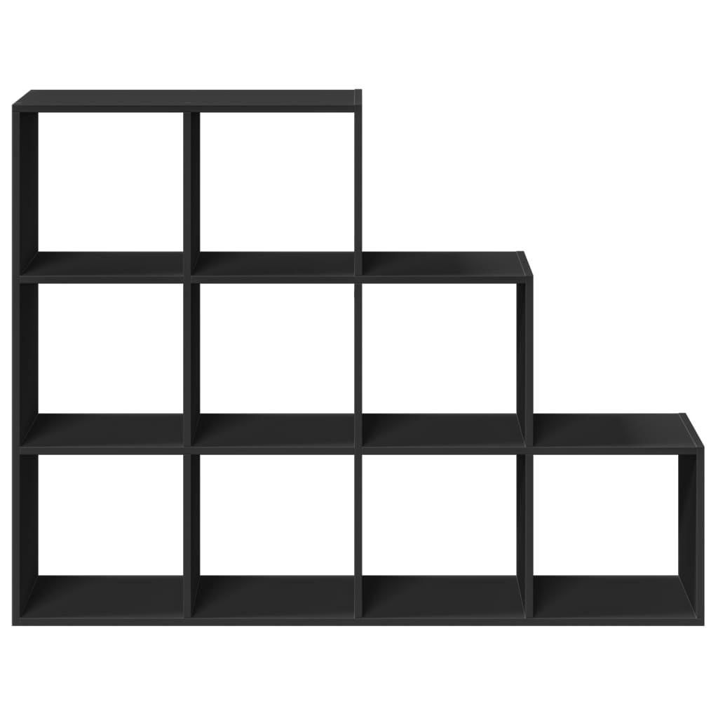 Room Divider Bookcase 3 Levels Black 137.5x29x103.5 cm