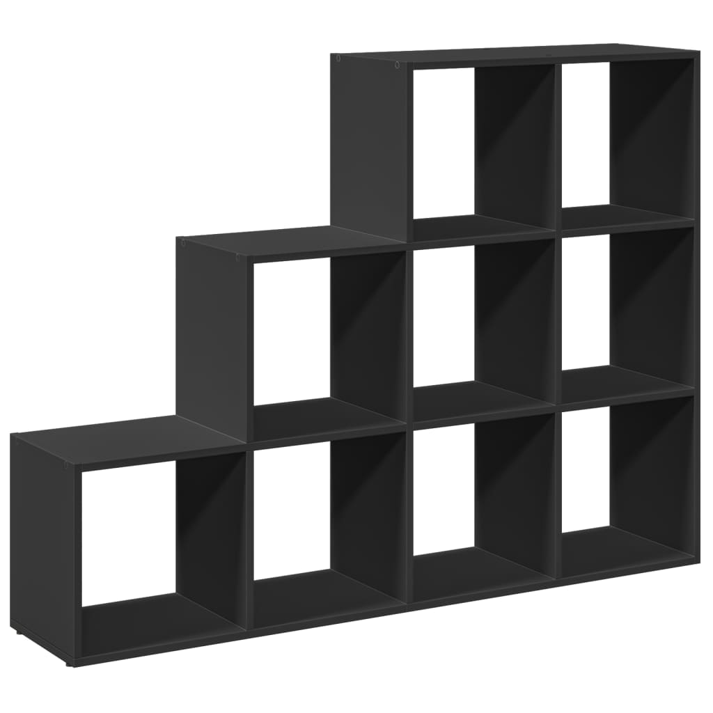 Room Divider Bookcase 3 Levels Black 137.5x29x103.5 cm