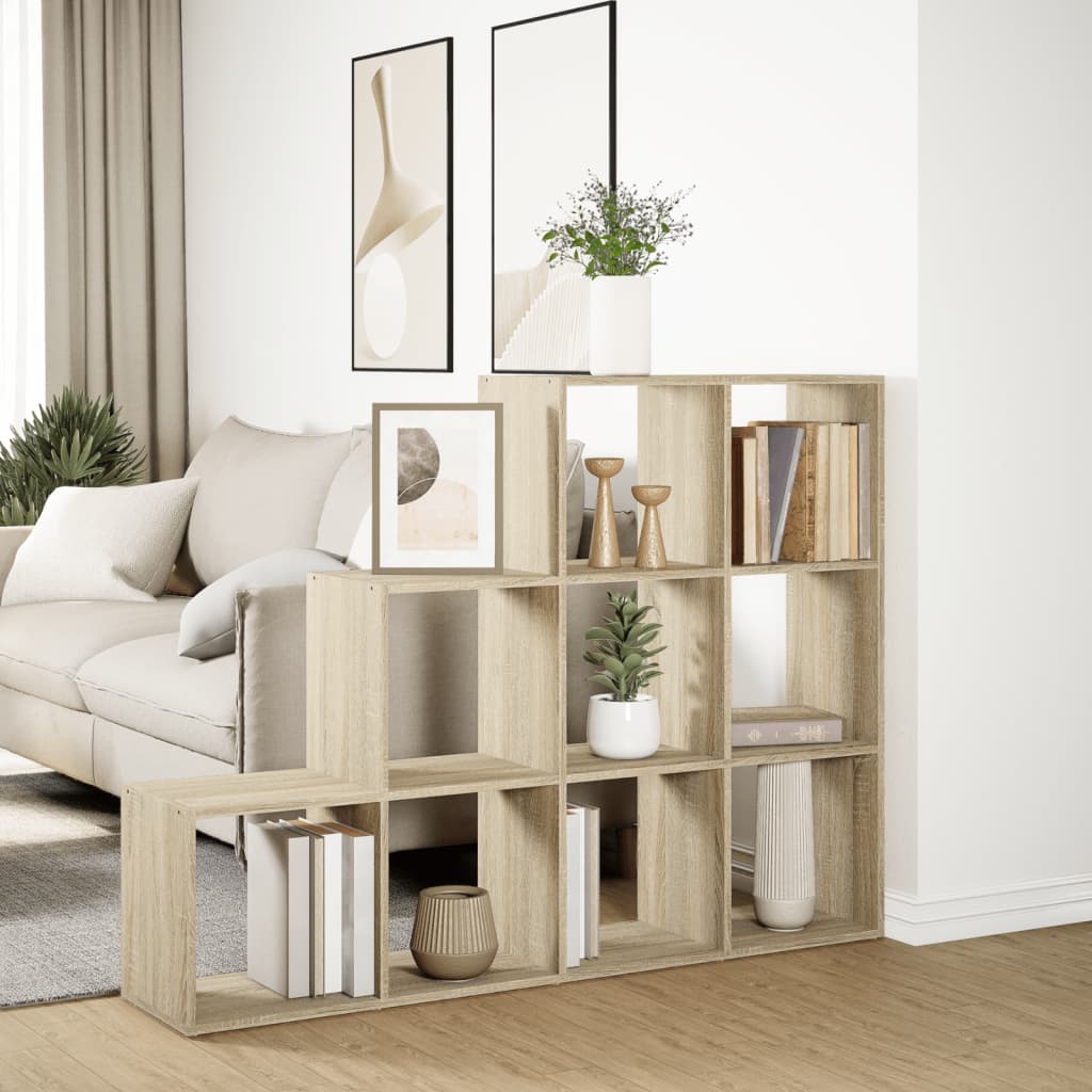 Room Divider Bookcase 3 Levels Sonoma Oak 137.5x29x103.5 cm