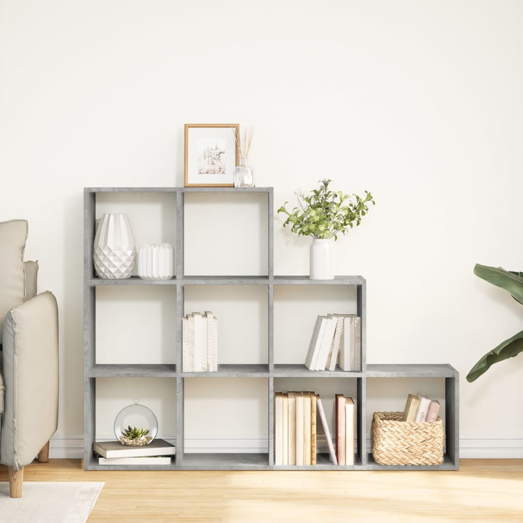 Room Divider Bookcase 3 Levels Concrete Grey 137.5x29x103.5 cm