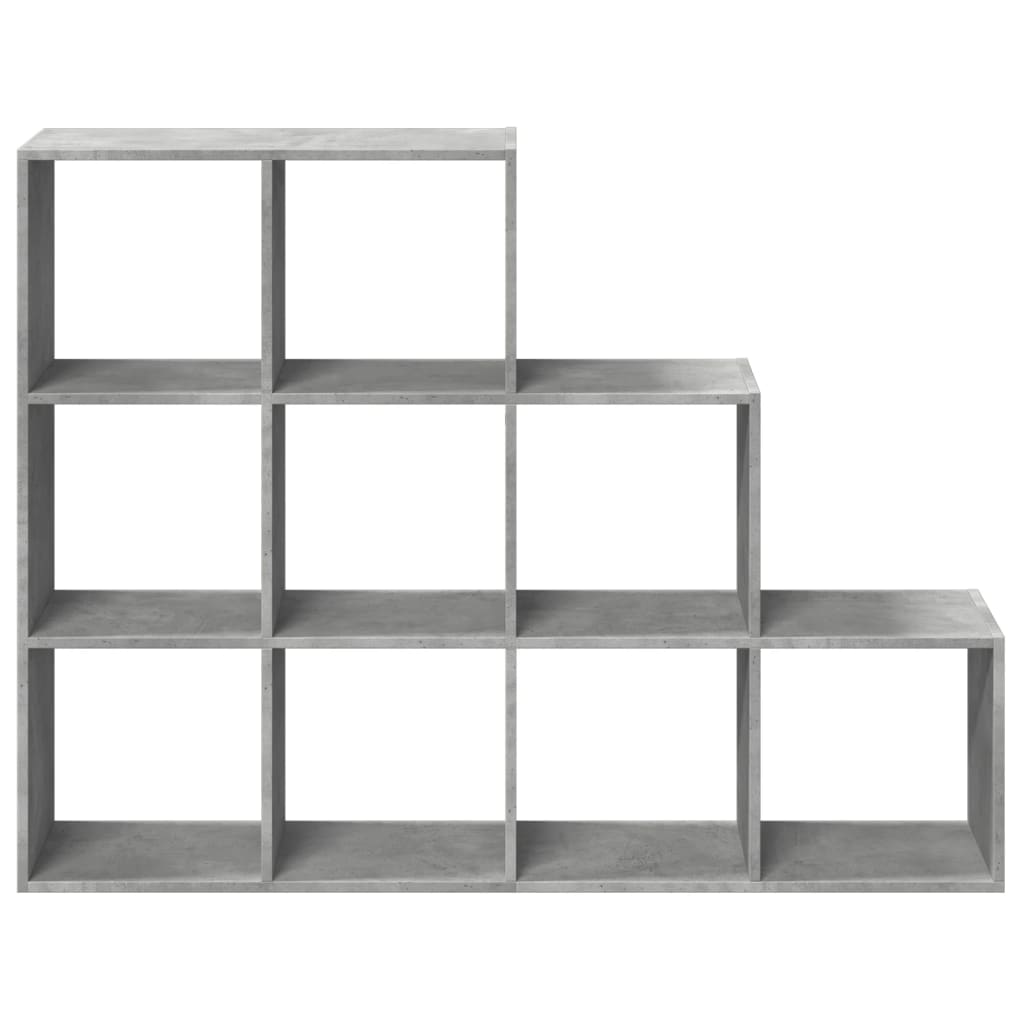 Room Divider Bookcase 3 Levels Concrete Grey 137.5x29x103.5 cm