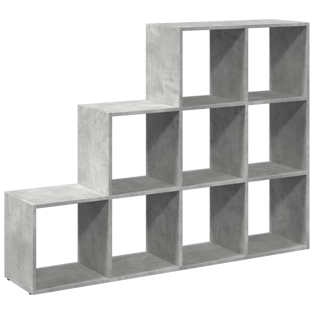 Room Divider Bookcase 3 Levels Concrete Grey 137.5x29x103.5 cm