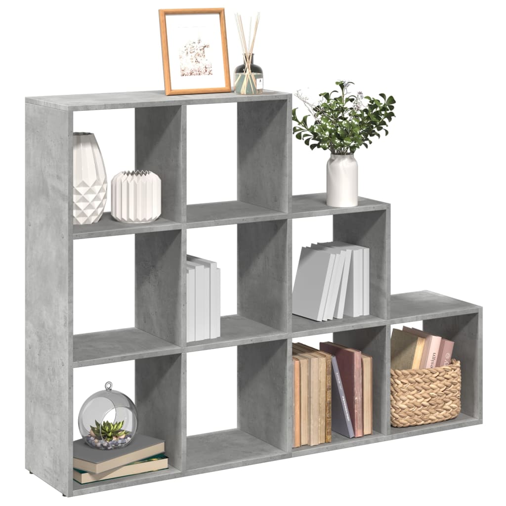 Room Divider Bookcase 3 Levels Concrete Grey 137.5x29x103.5 cm