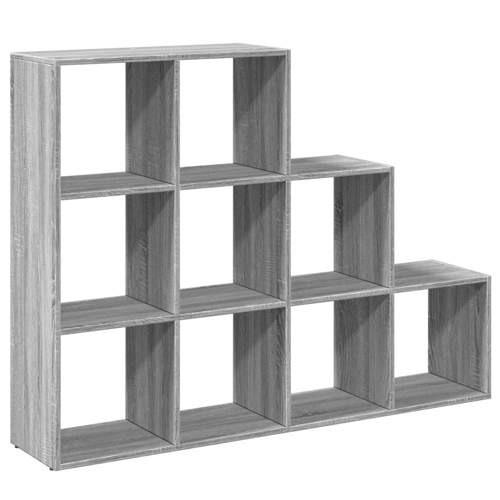 Room Divider Bookcase 3 Levels Gray Sonoma 137.5x29x103.5 cm