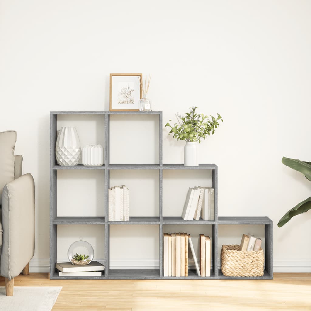 Room Divider Bookcase 3 Levels Gray Sonoma 137.5x29x103.5 cm