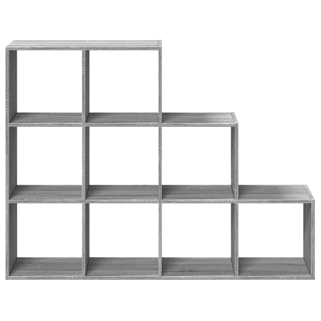 Room Divider Bookcase 3 Levels Gray Sonoma 137.5x29x103.5 cm