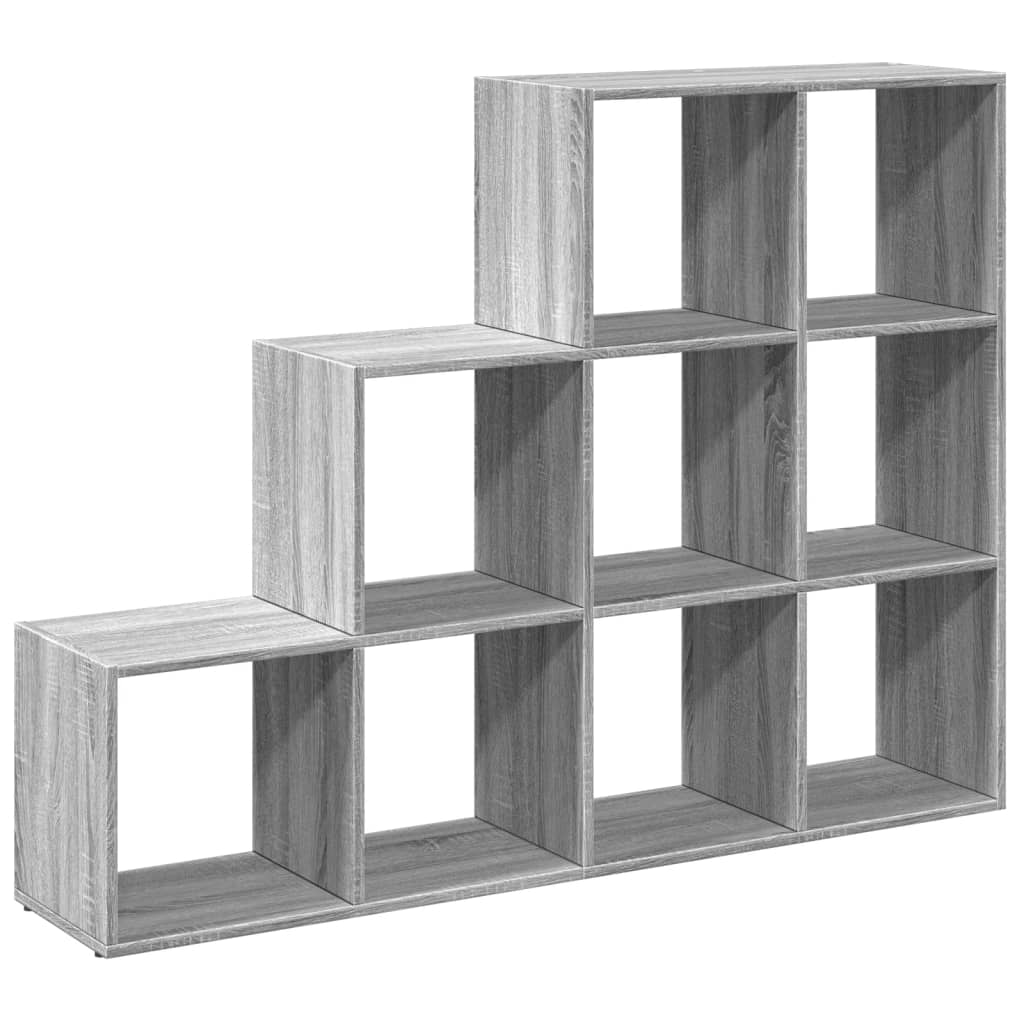 Room Divider Bookcase 3 Levels Gray Sonoma 137.5x29x103.5 cm