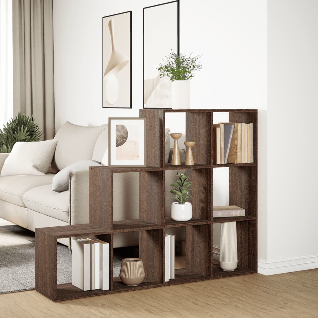 Room Divider Bookcase 3 Levels Brown Oak 137.5x29x103.5 cm