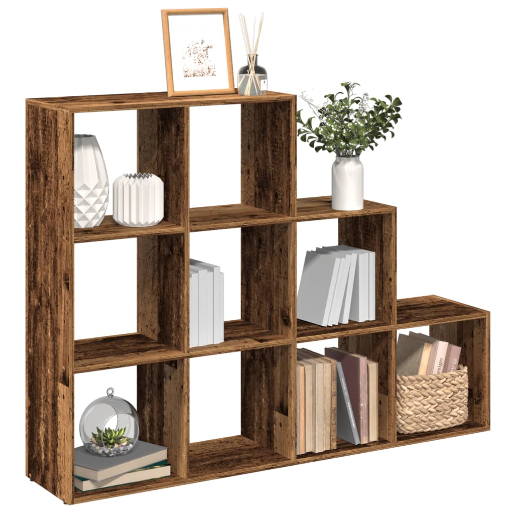 Room Divider Bookcase 3 Levels Old Wood Look 137.5x29x103.5 cm