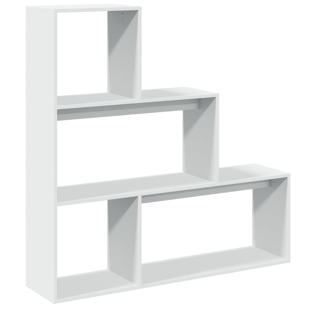 Room Divider Bookcase 3 Levels White 123x29x123cm Wood Material