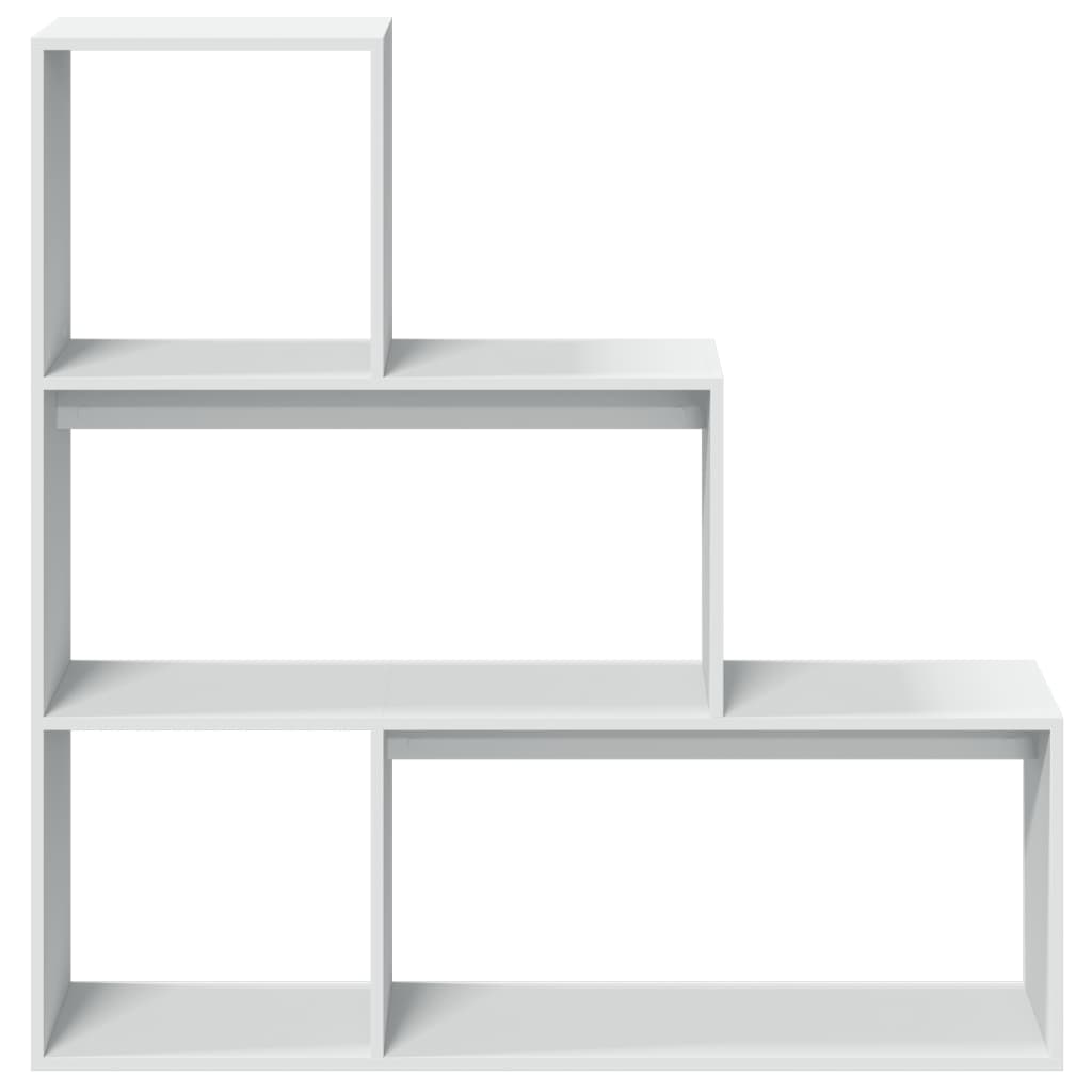 Room Divider Bookcase 3 Levels White 123x29x123cm Wood Material