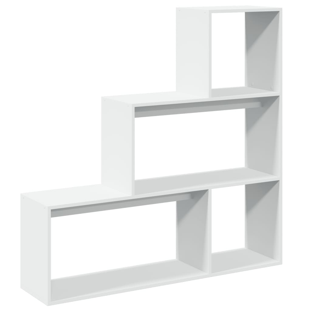 Room Divider Bookcase 3 Levels White 123x29x123cm Wood Material