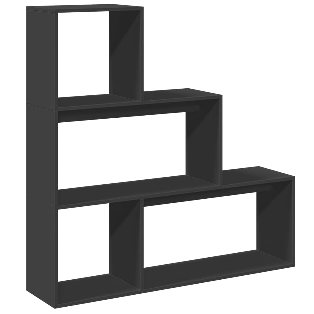 Room Divider Bookcase 3 Levels Black 123x29x123 cm