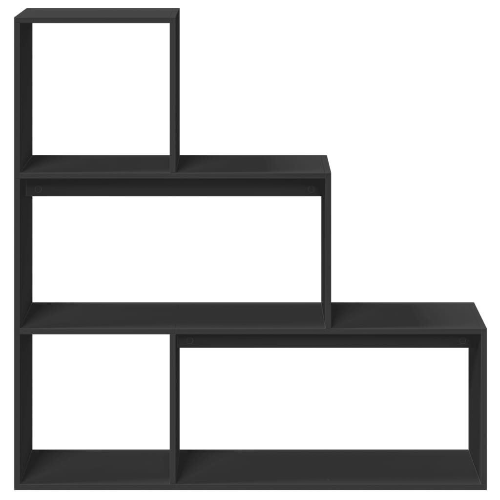 Room Divider Bookcase 3 Levels Black 123x29x123 cm