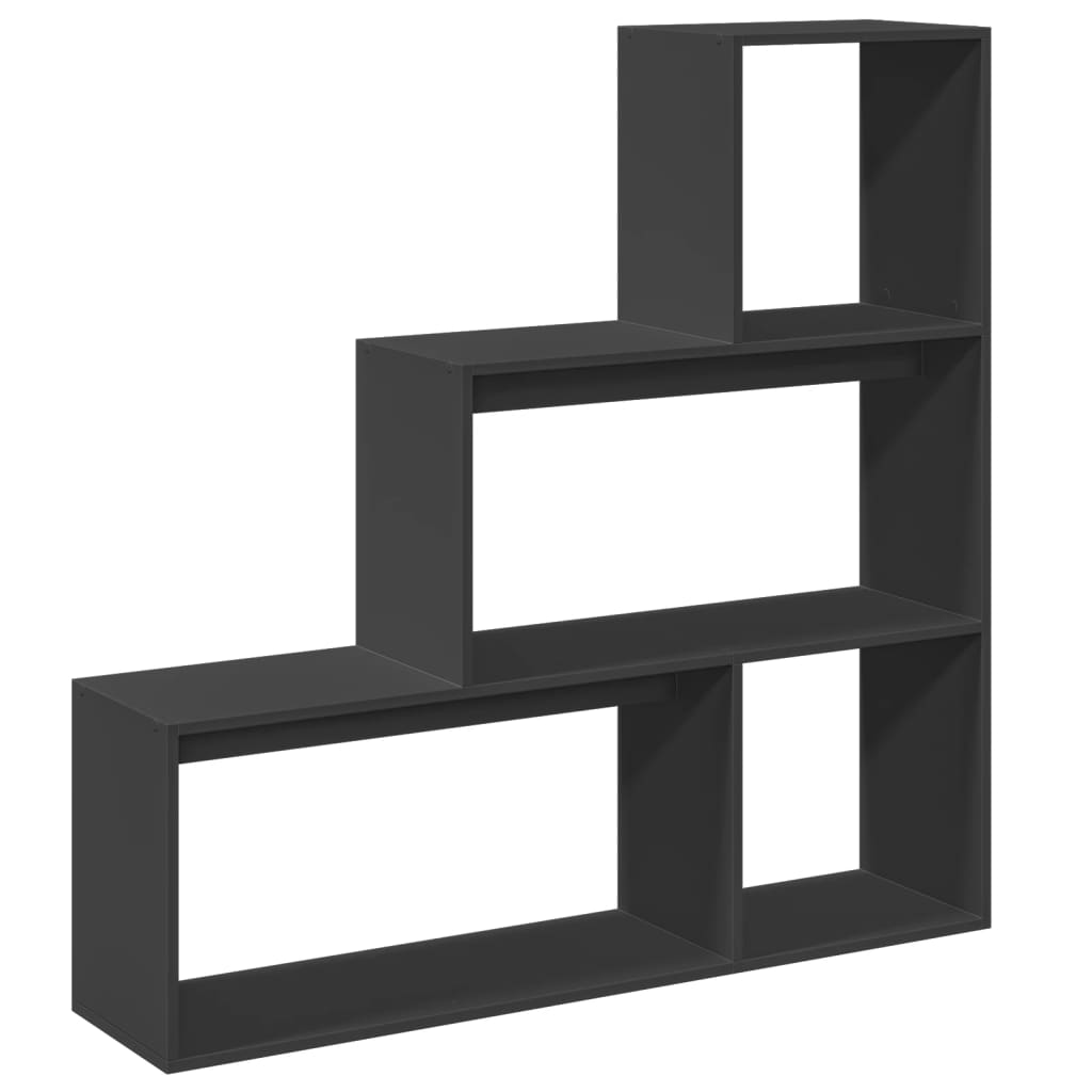 Room Divider Bookcase 3 Levels Black 123x29x123 cm