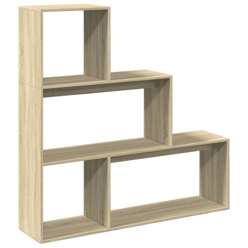 Room Divider Bookcase 3 Levels Sonoma Oak 123x29x123 cm