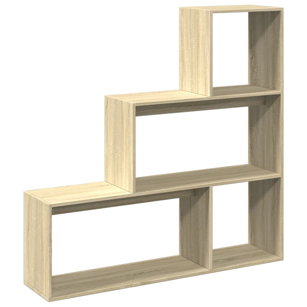 Room Divider Bookcase 3 Levels Sonoma Oak 123x29x123 cm