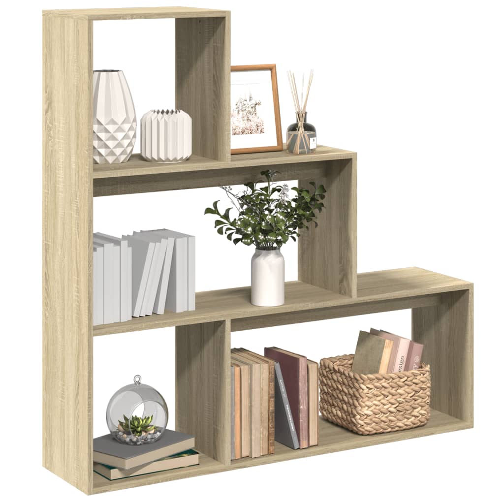 Room Divider Bookcase 3 Levels Sonoma Oak 123x29x123 cm