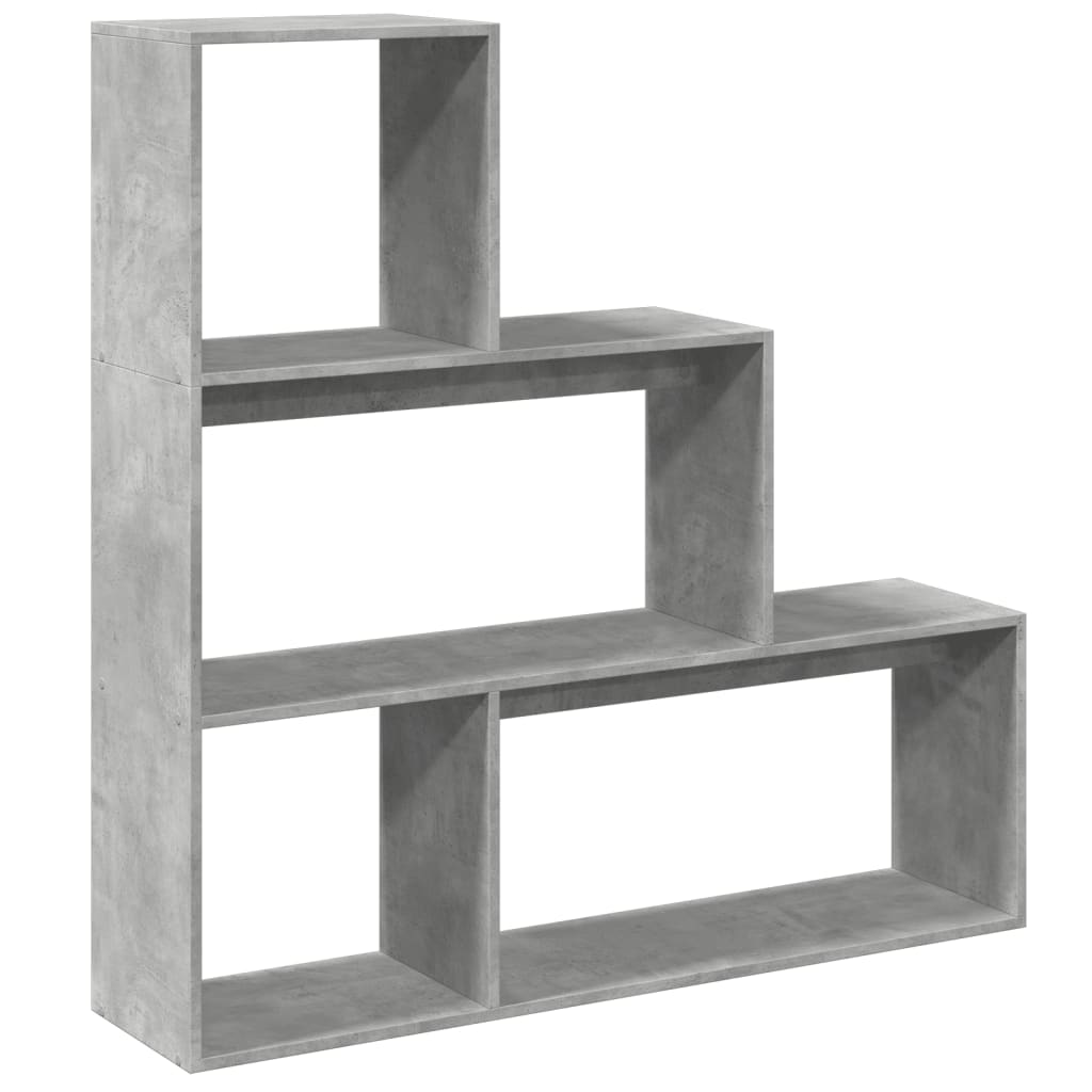 Room Divider Bookcase 3 Levels Concrete Grey 123x29x123 cm