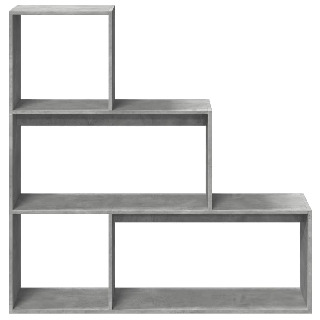 Room Divider Bookcase 3 Levels Concrete Grey 123x29x123 cm