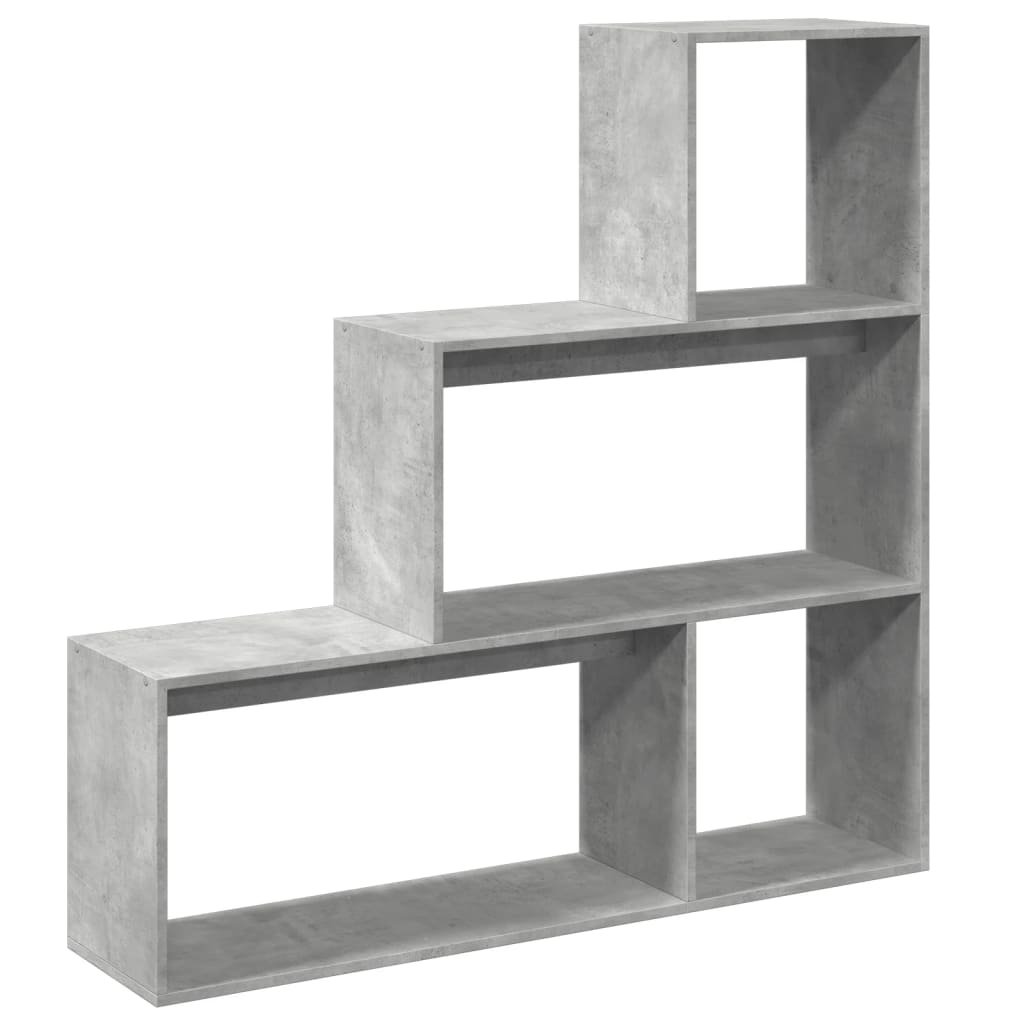 Room Divider Bookcase 3 Levels Concrete Grey 123x29x123 cm