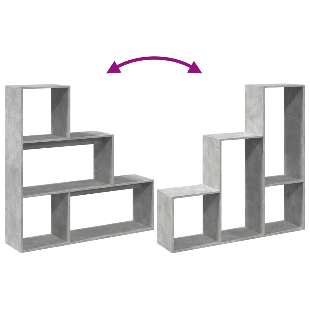 Room Divider Bookcase 3 Levels Concrete Grey 123x29x123 cm