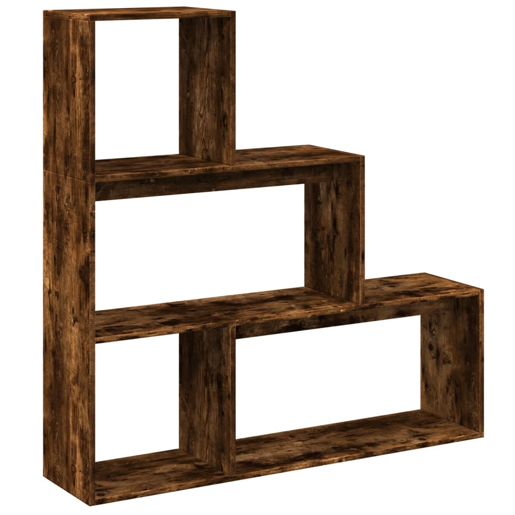 Room Divider Bookcase 3 Levels Smoked Oak 123x29x123 cm