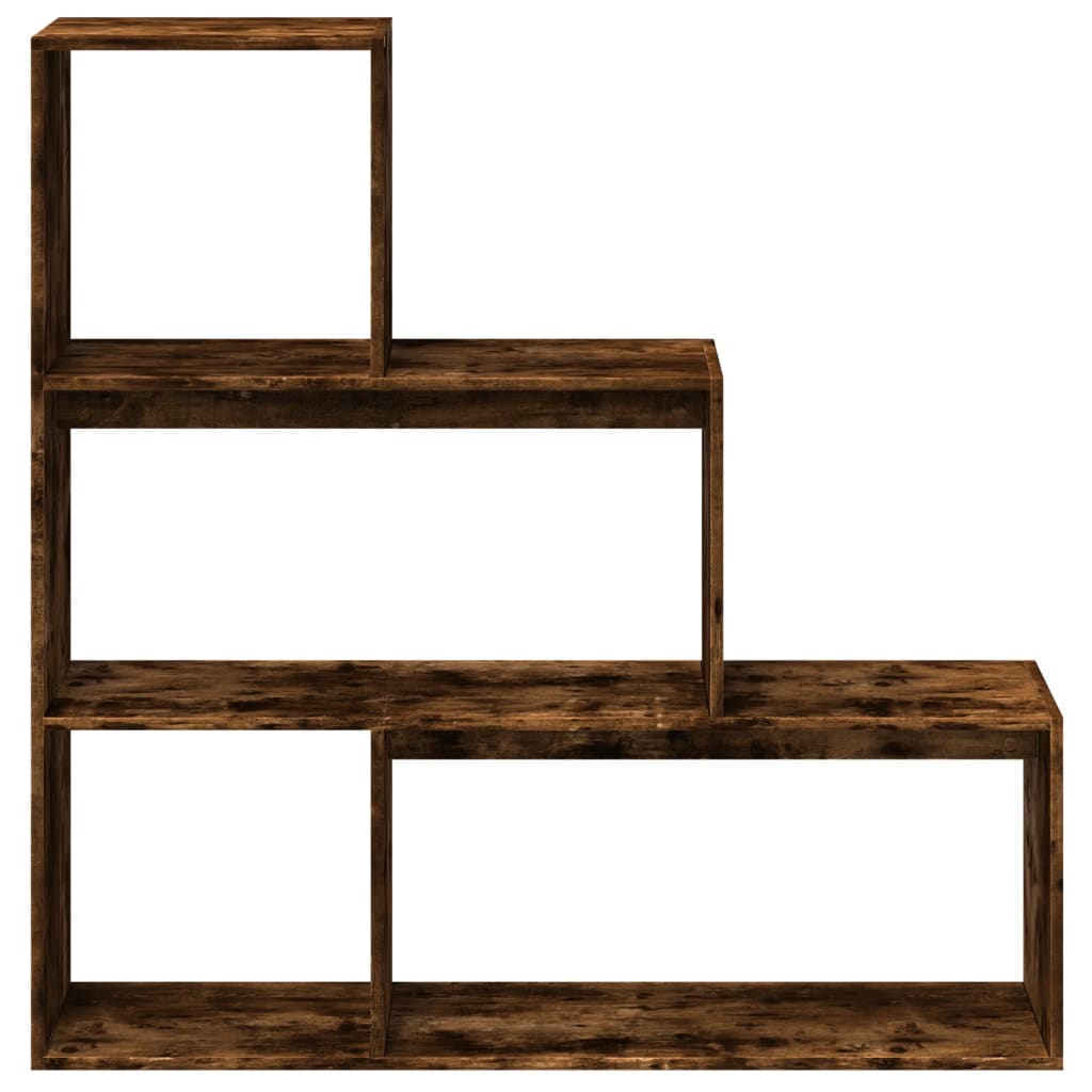 Room Divider Bookcase 3 Levels Smoked Oak 123x29x123 cm