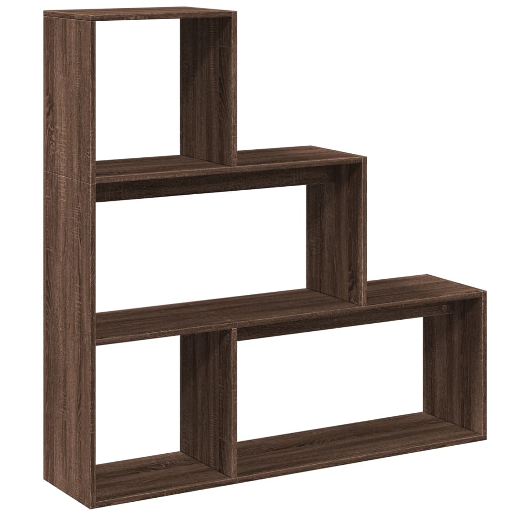 Room Divider Bookcase 3 Levels Brown Oak Look 123x29x123cm