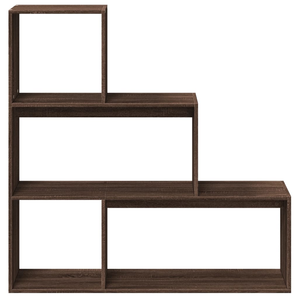 Room Divider Bookcase 3 Levels Brown Oak Look 123x29x123cm