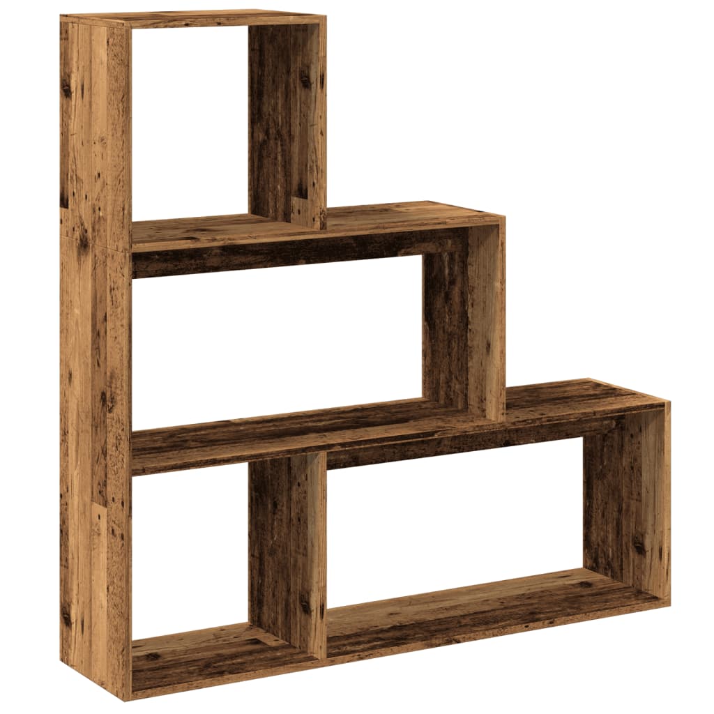 Room Divider Bookcase 3 Levels Old Wood Look 123x29x123 cm