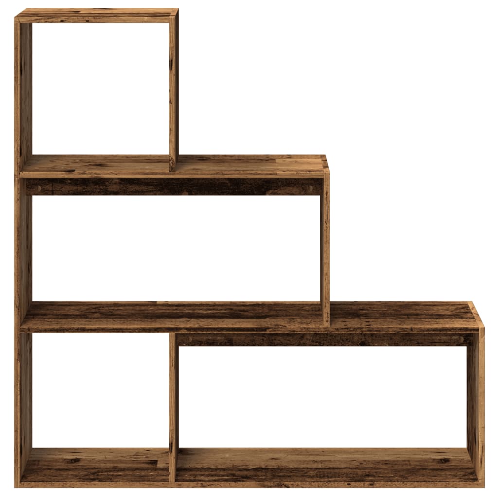 Room Divider Bookcase 3 Levels Old Wood Look 123x29x123 cm